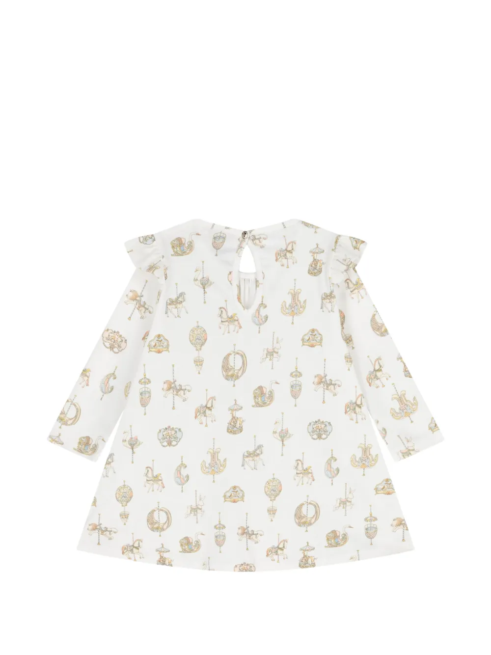 Atelier Choux Jurk met carrousel-print en ruches Wit