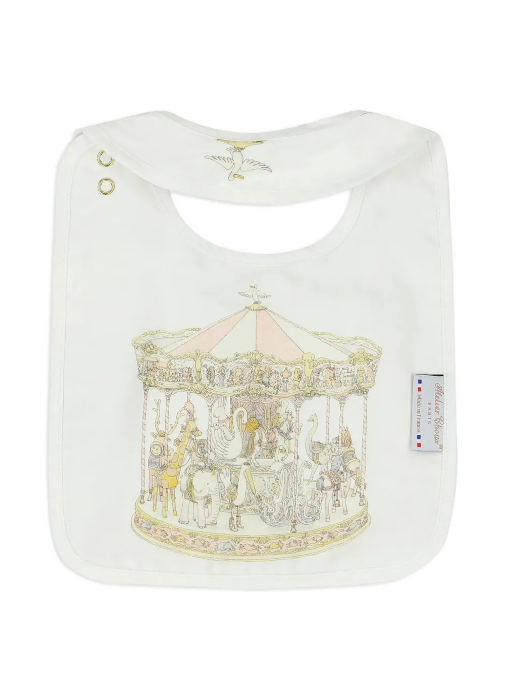 Atelier Choux Slabbetje met carrousel-print Wit
