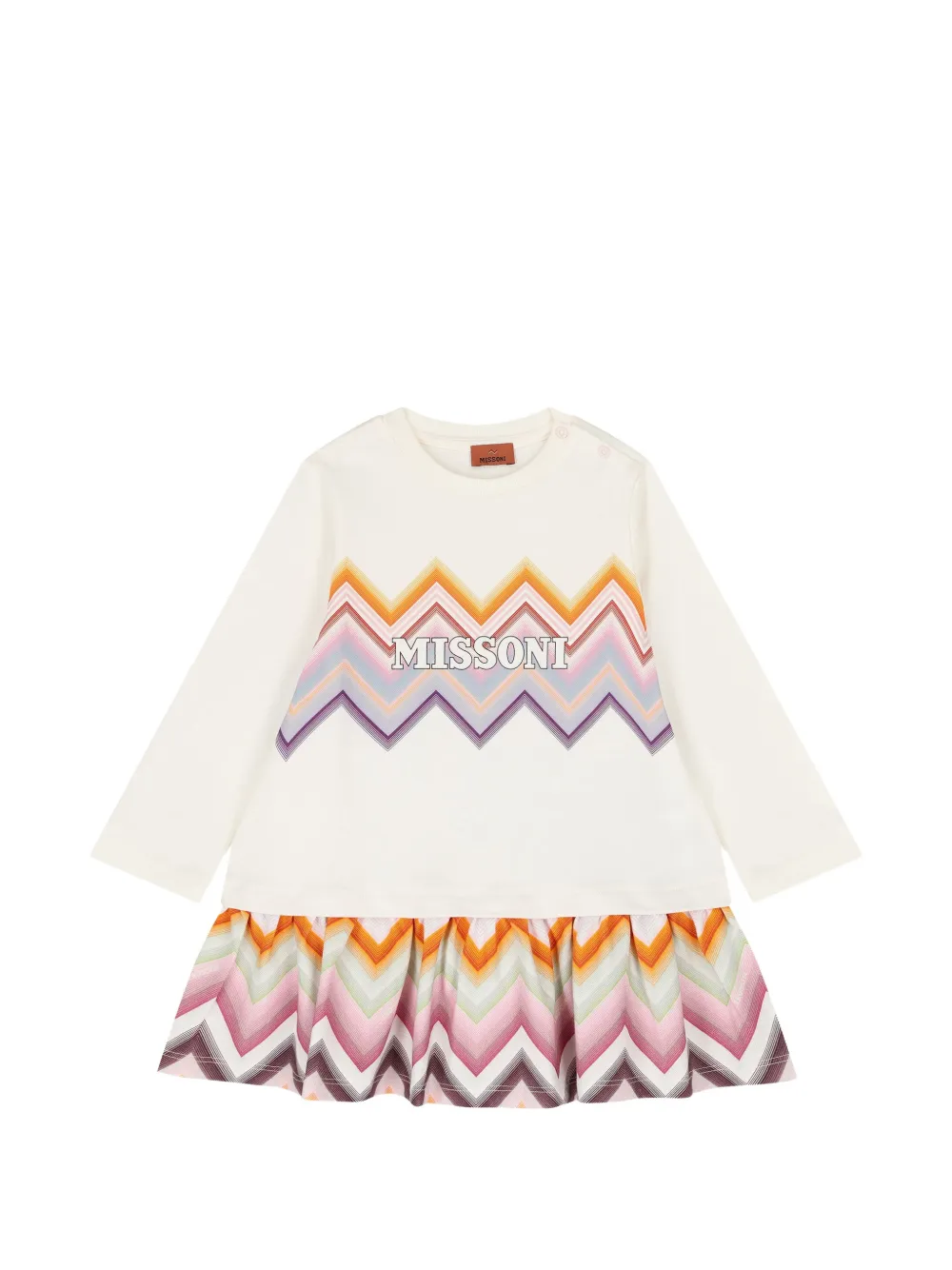 Missoni Kids Abito con stampa a zigzag - Bianco