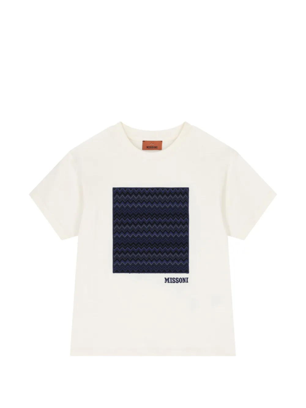 Missoni Kids zigzag-patch embroidered-logo T-shirt - Bianco