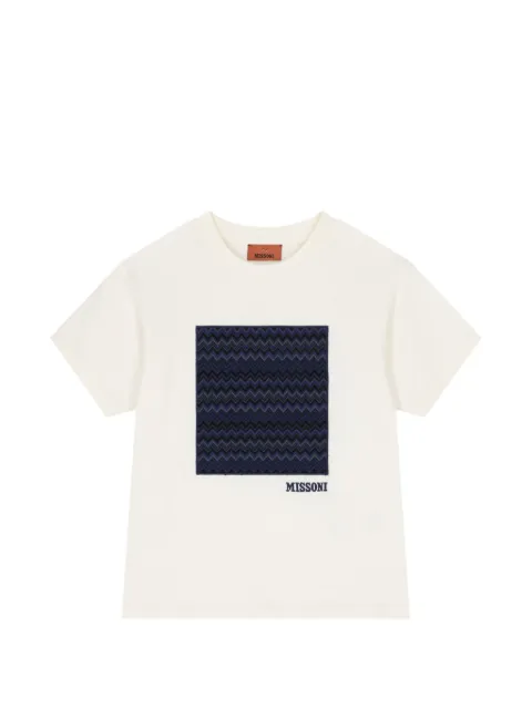 Missoni Kids 지그재그 패치 로고 자수 티셔츠