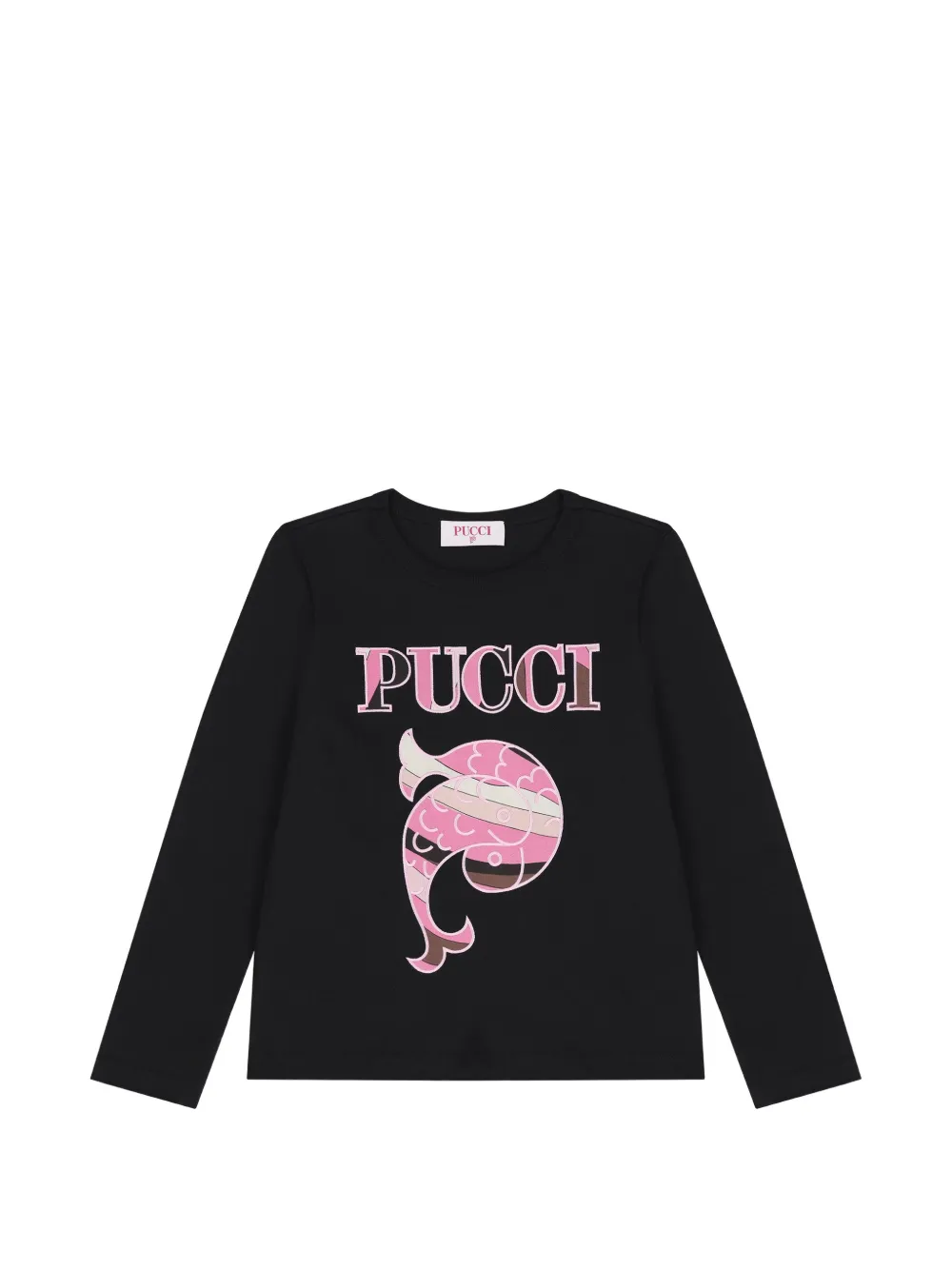 PUCCI Junior T-shirt a maniche lunghe con logo - Nero