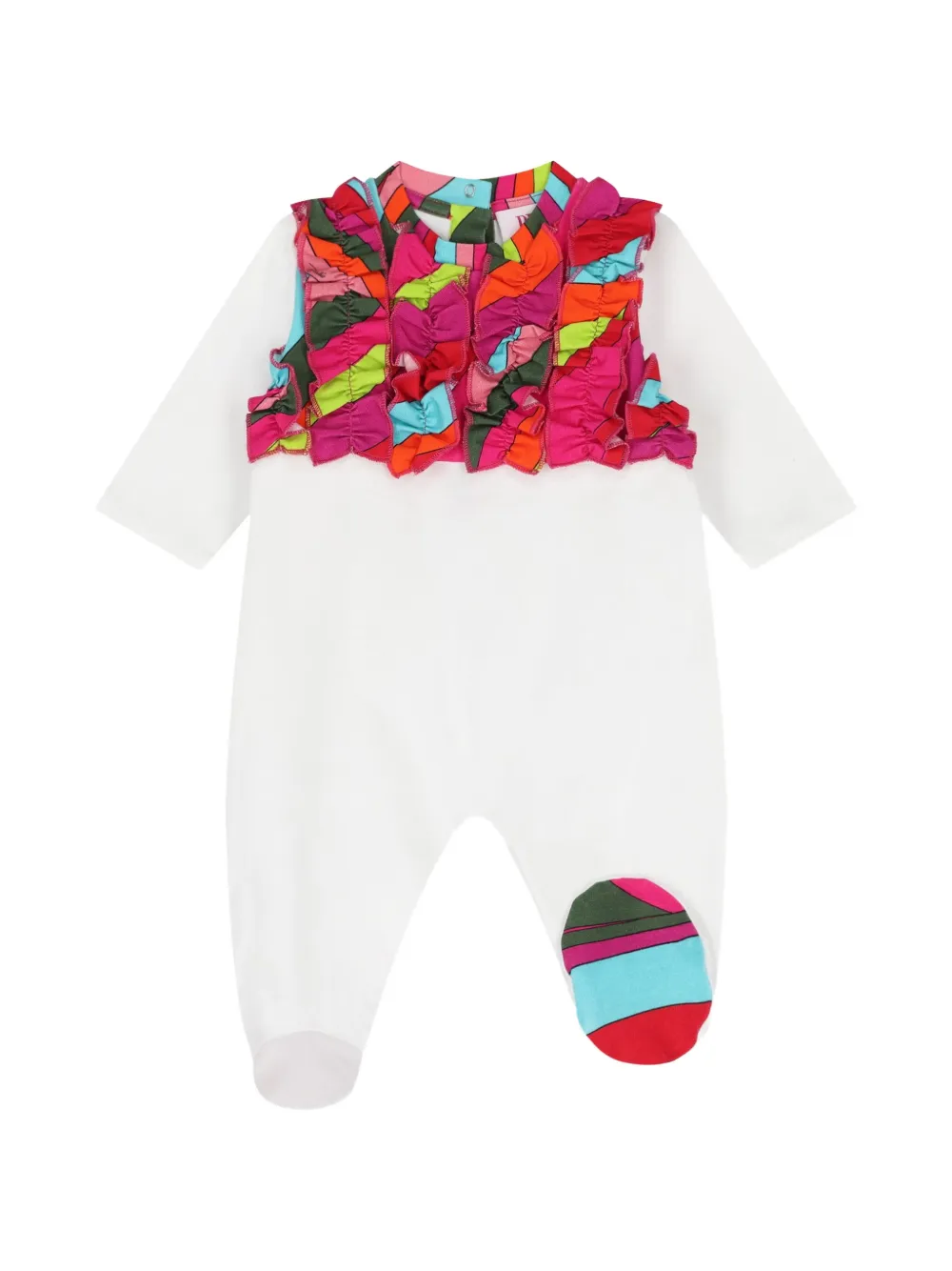 PUCCI Junior Romper met Marmo-print en ruches Wit