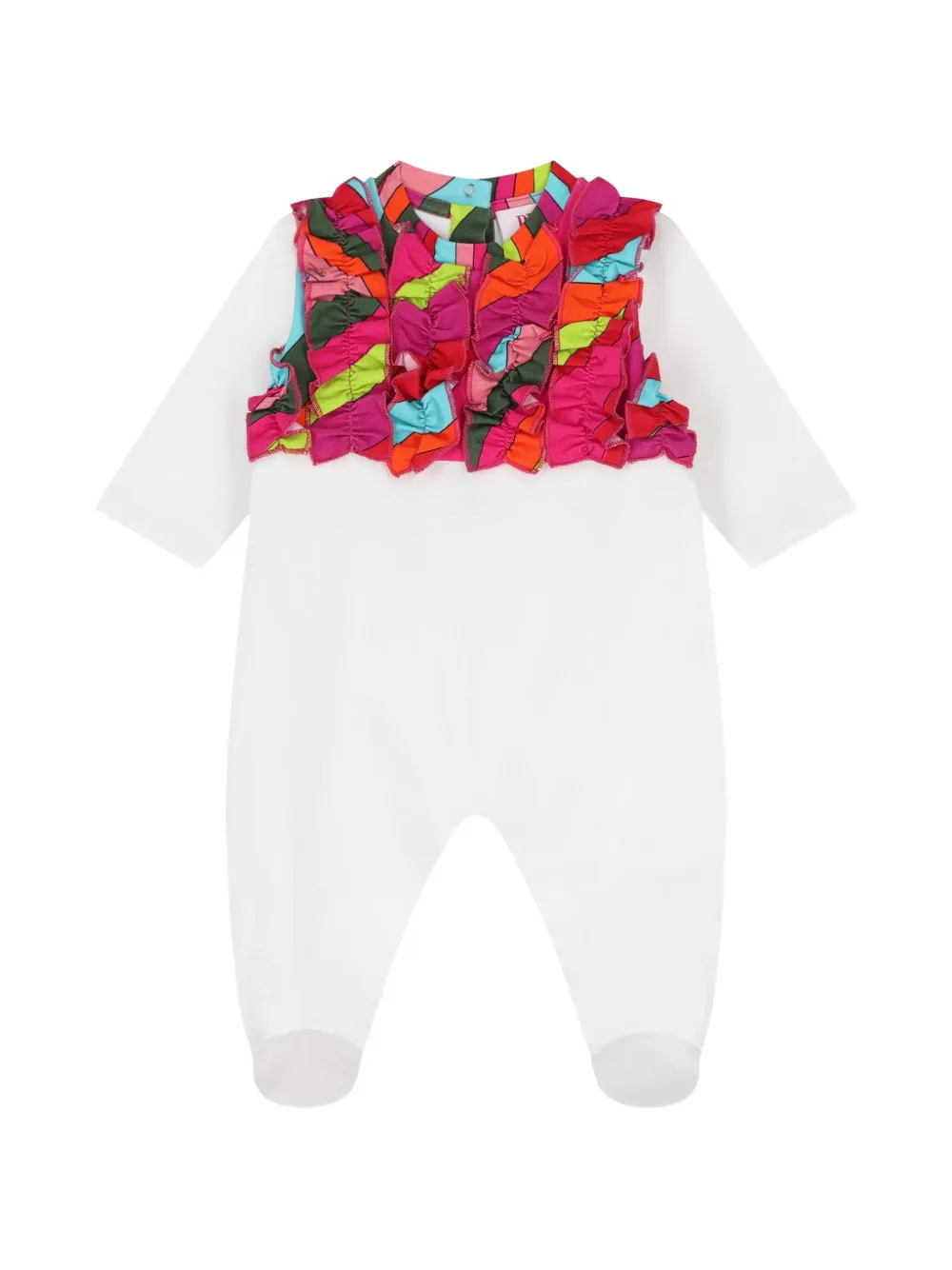 PUCCI Junior Romper met Marmo-print en ruches Wit