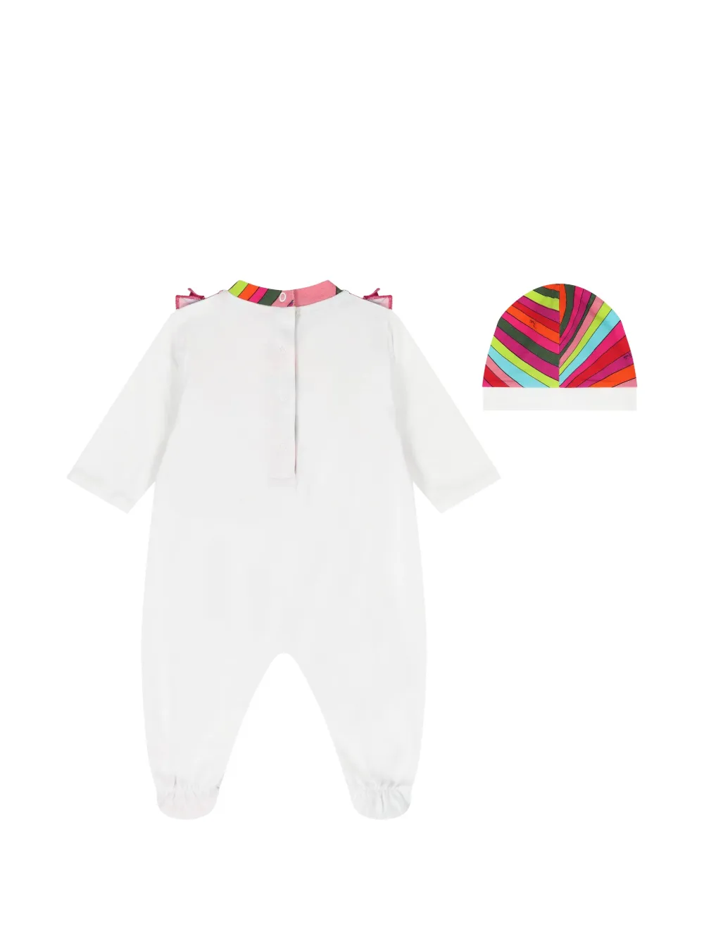 PUCCI Junior Romper met Marmo-print en ruches Wit