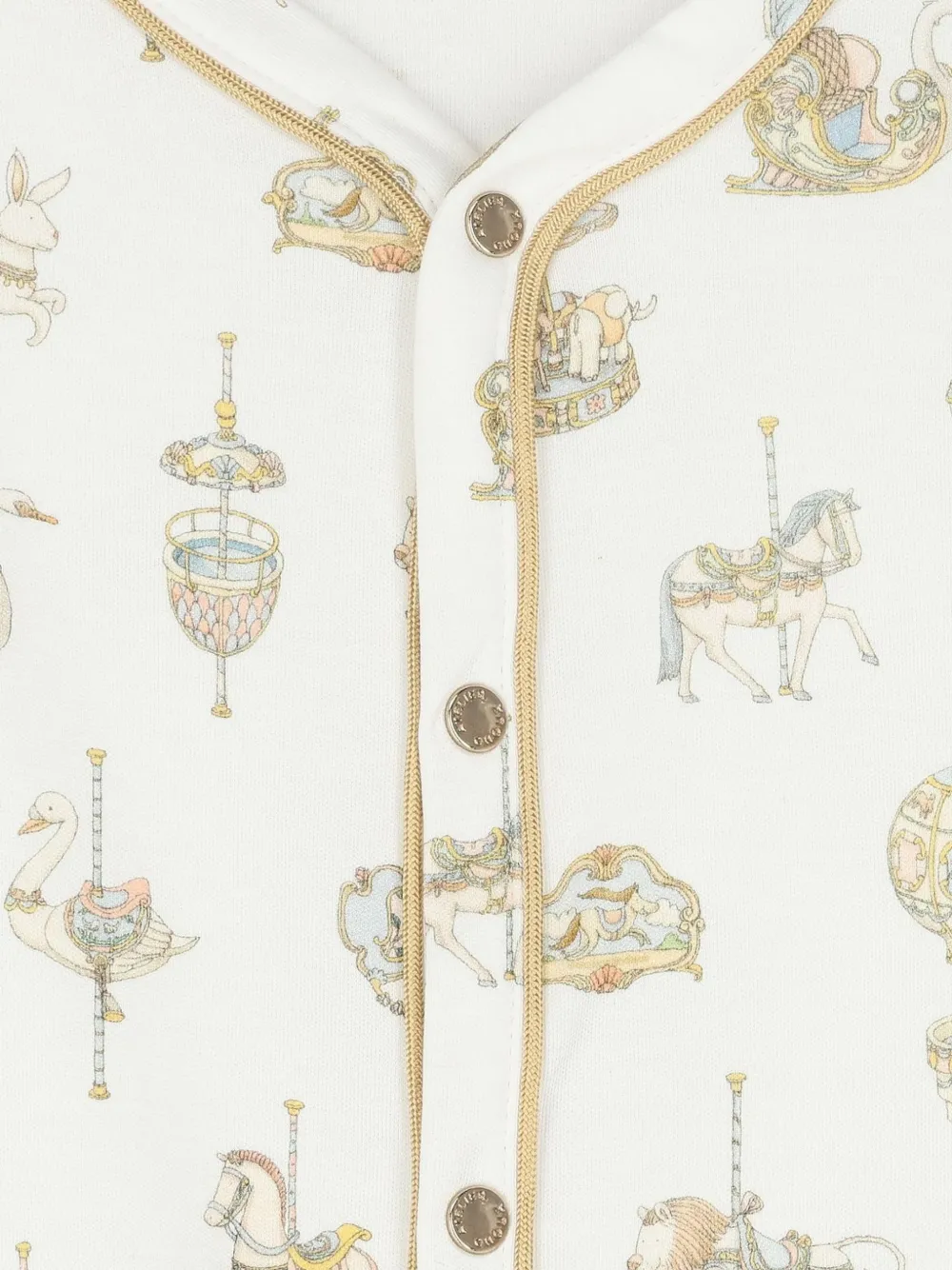 Atelier Choux Pyjama met lange mouwen en carrousel-print Wit