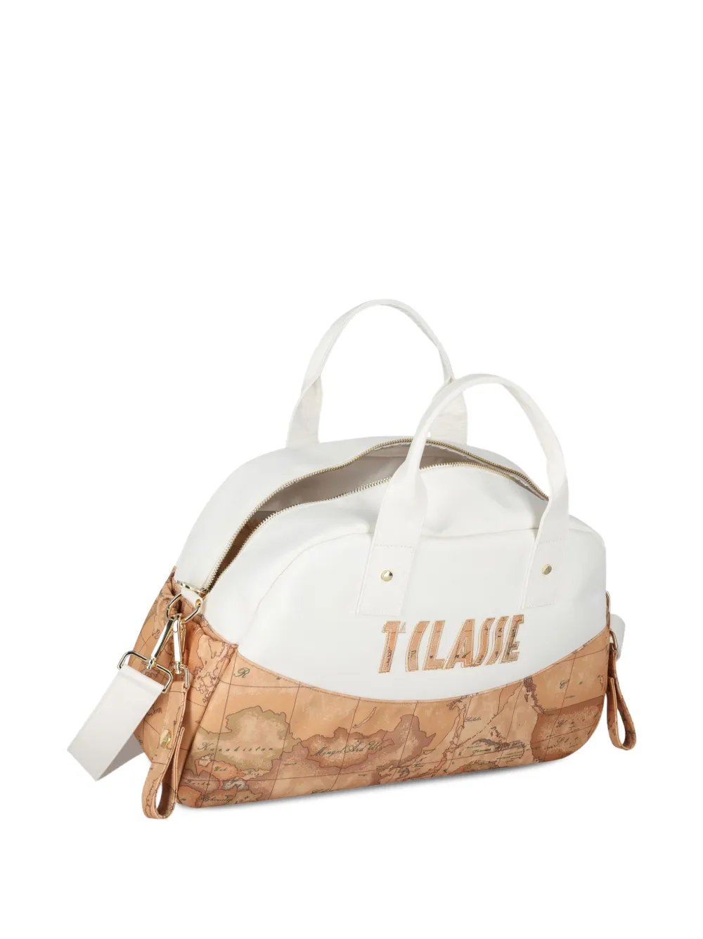 Alviero Martini Kids Geo luiertas met geborduurd logo en kaartprint Wit
