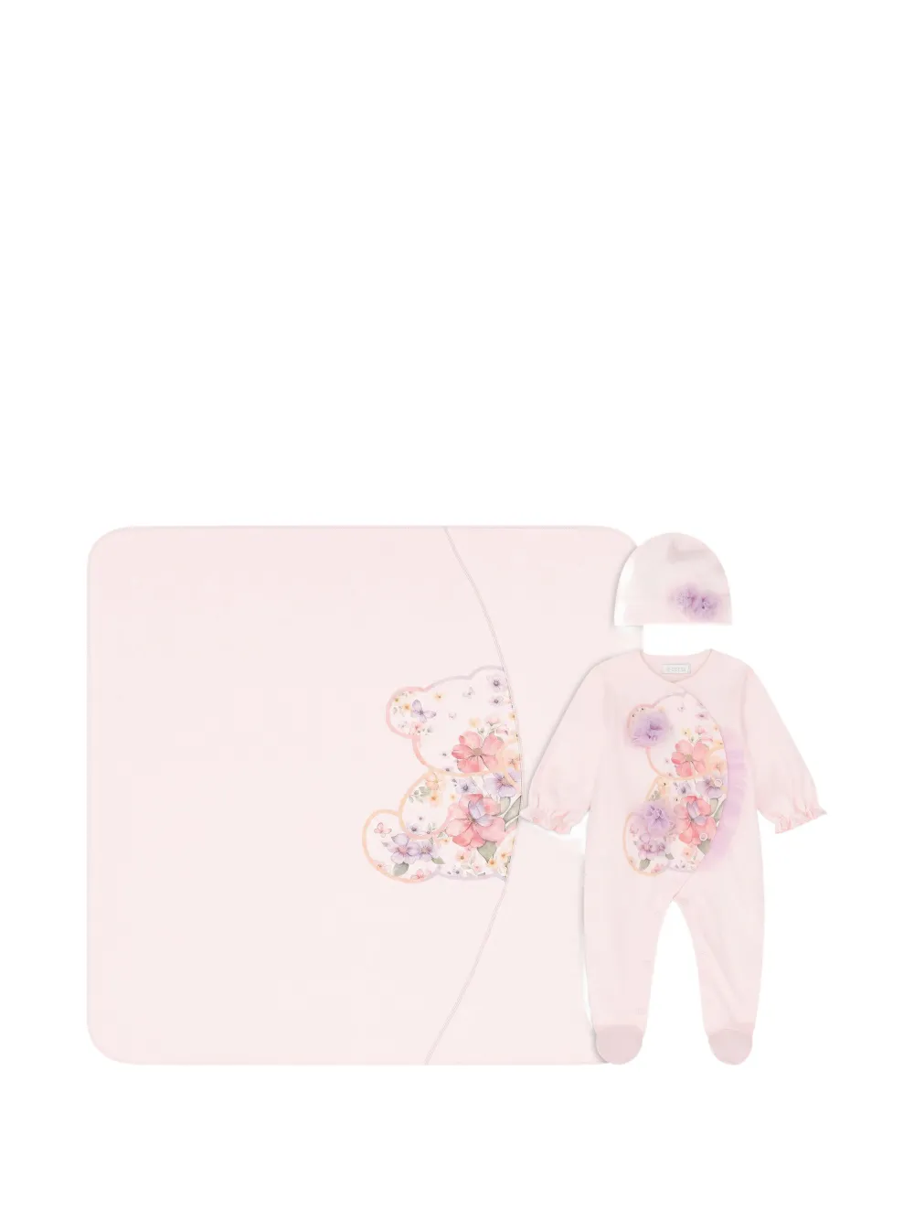 SOFIJA floral-print tulle-trim babygrow set (set of three) - Rosa