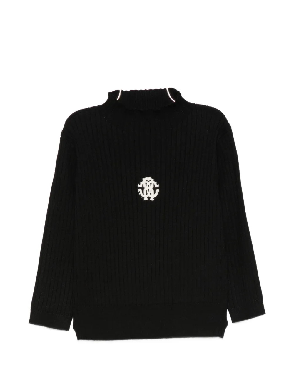 Roberto Cavalli Junior logo-embroidered ribbed sweater - Nero