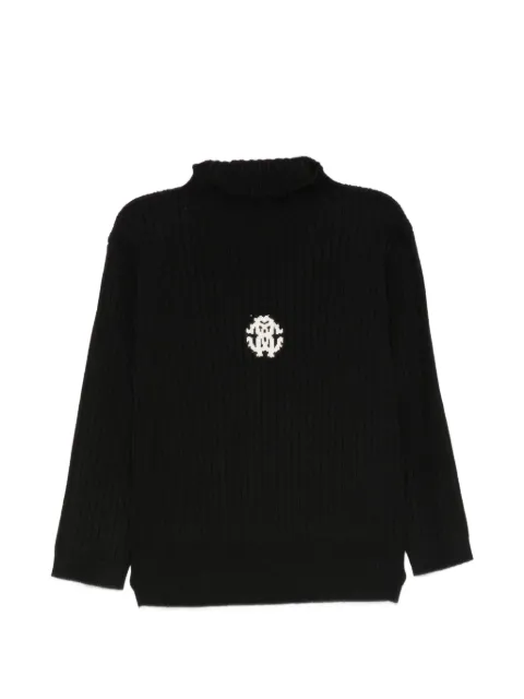 Roberto Cavalli Junior logo-embroidered ribbed sweater