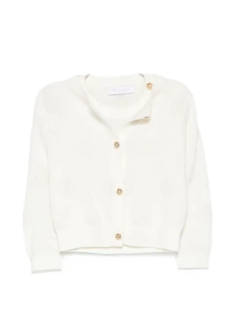 Roberto Cavalli Junior monogram-knit button-detail T-shirt and cardigan set