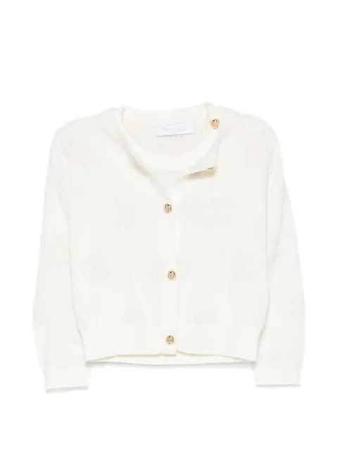Roberto Cavalli Junior monogram-knit button-detail T-shirt and cardigan set