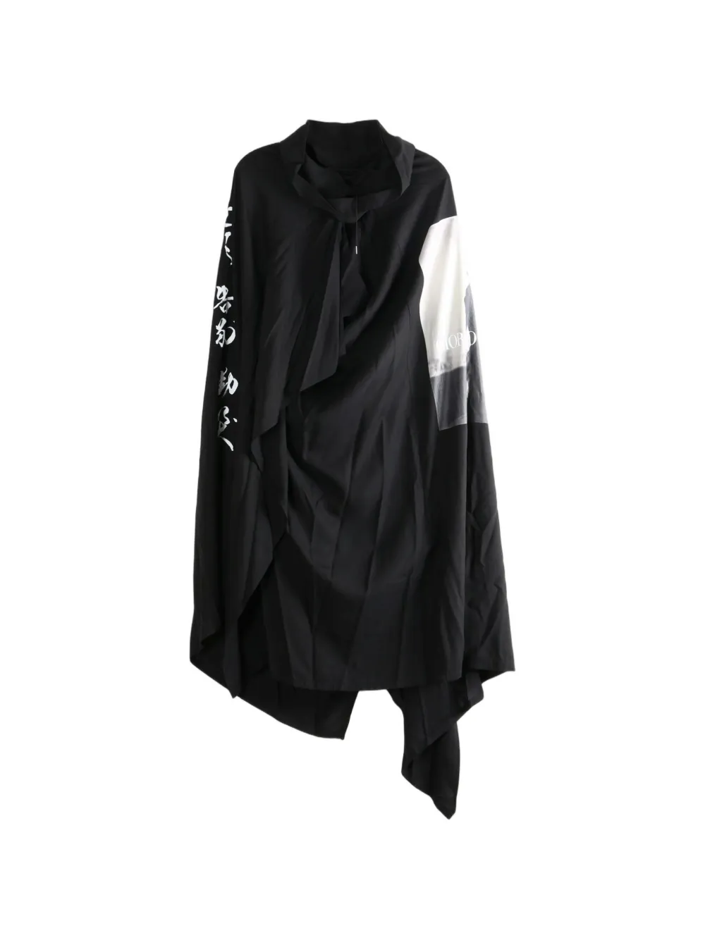 Yohji Yamamoto Graphic-print Asymmetric Midi Dress In Black