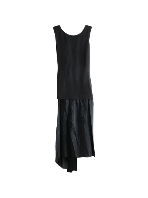 Y's pinstripe-pattern asymmetric midi dress