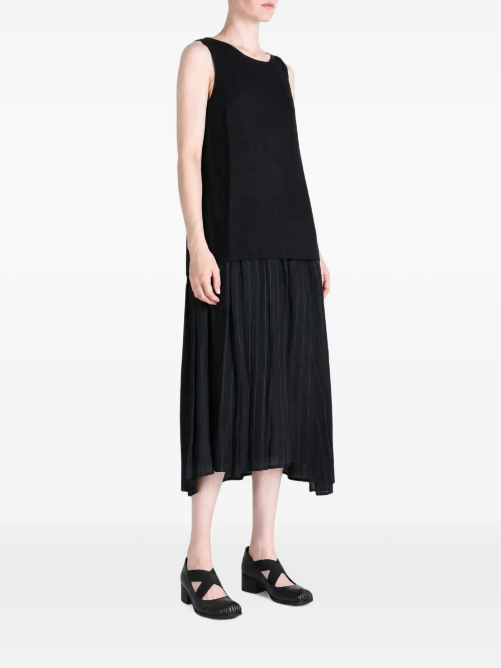 Y's Asymmetrische midi-jurk met krijtstreep Zwart