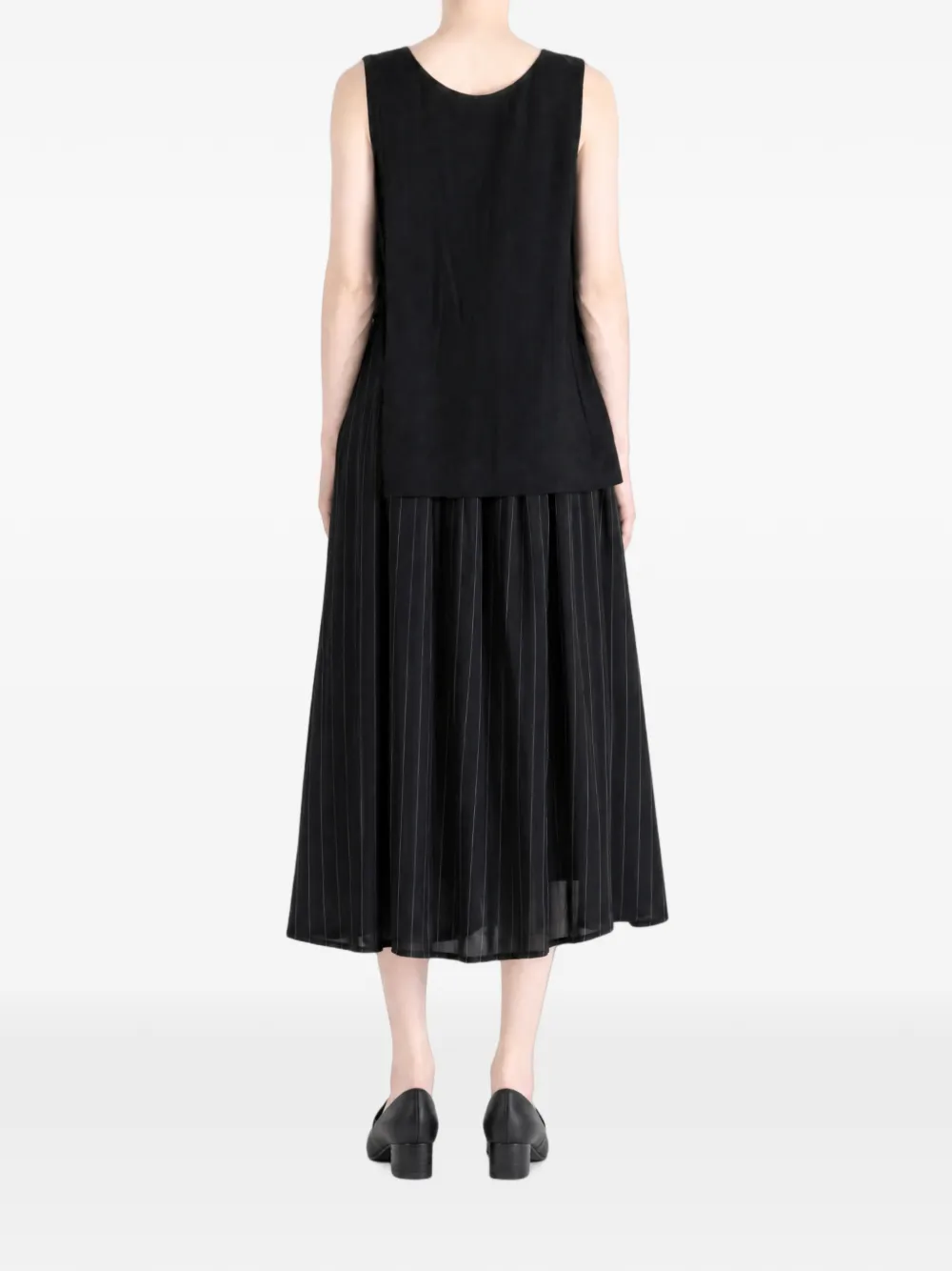 Y's Asymmetrische midi-jurk met krijtstreep Zwart