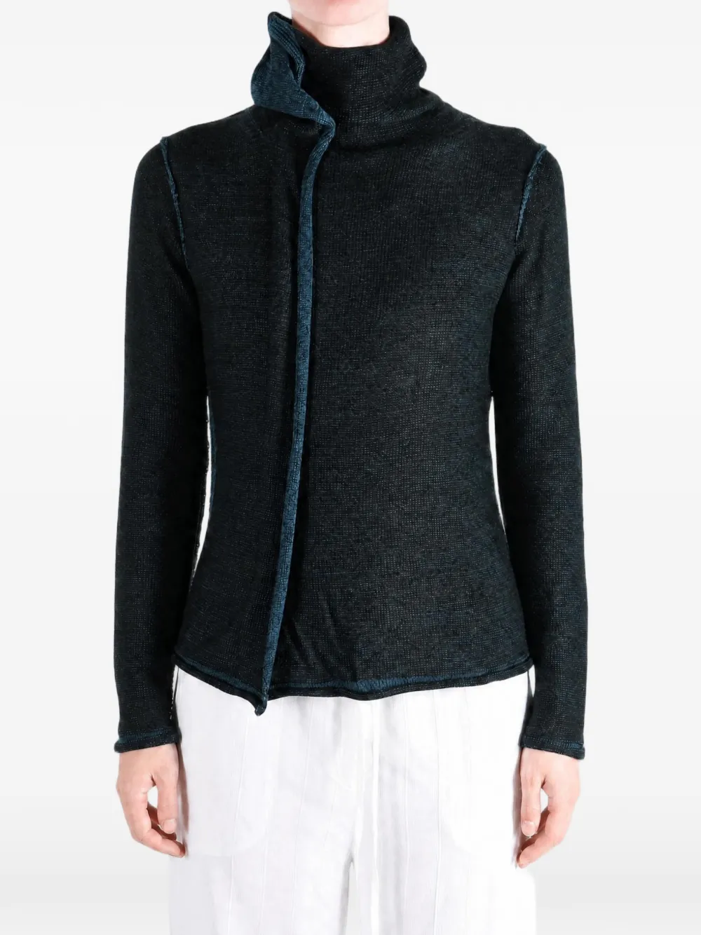 Y's Asymmetrische trui met hoge hals Blauw