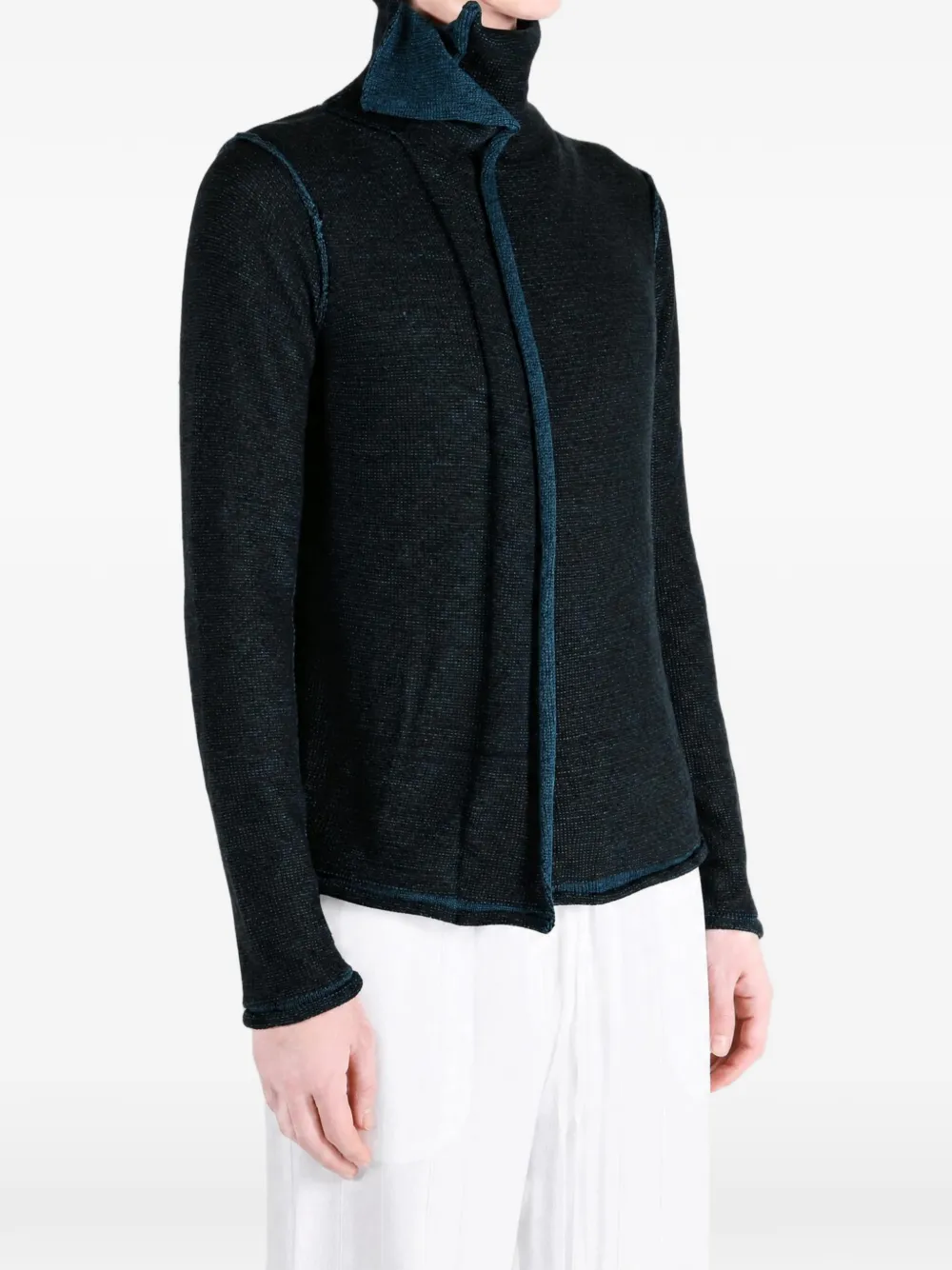 Y's Asymmetrische trui met hoge hals Blauw