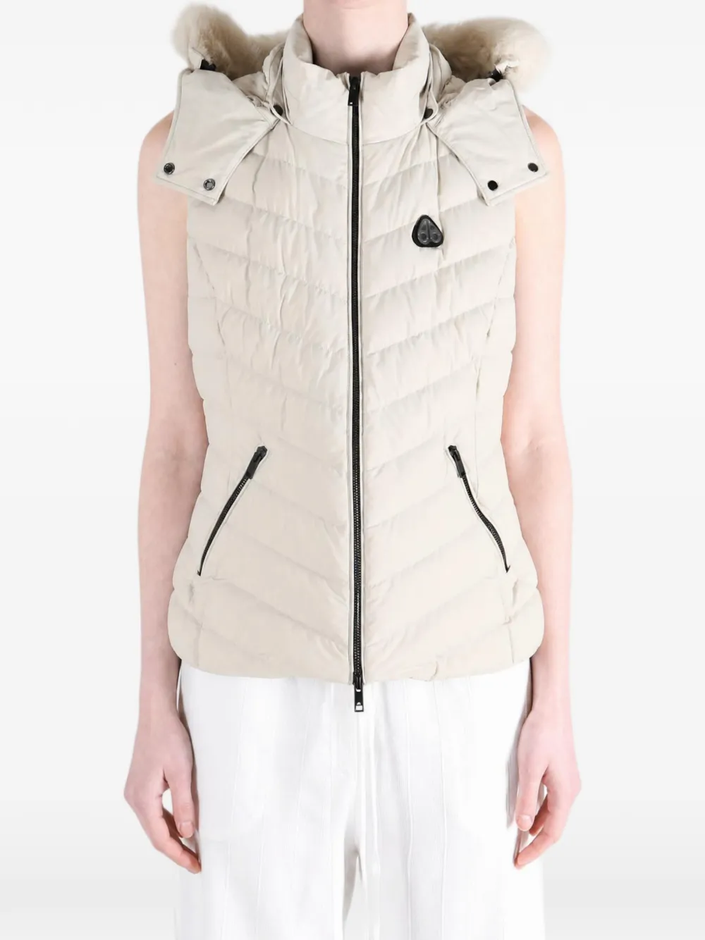 Moose Knuckles Bodywarmer met afwerking van bont Beige