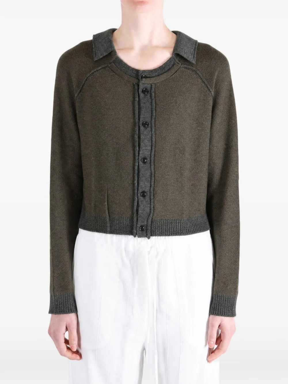 Y's Vest met raglan mouwen en gelaagd detail Bruin