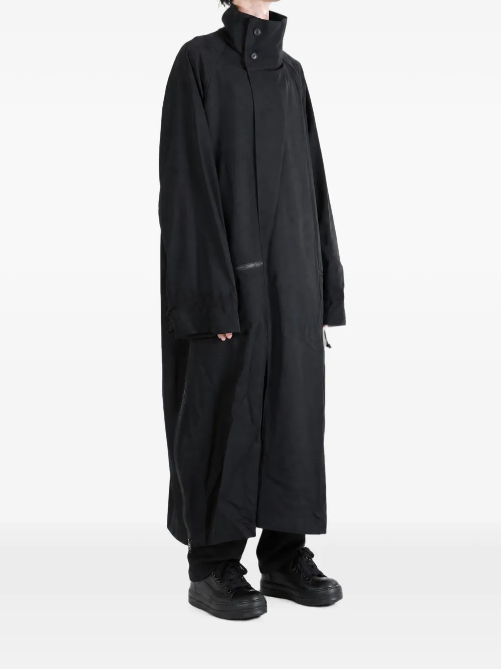 Yohji Yamamoto Jas met hoge hals en ritsdetail Zwart