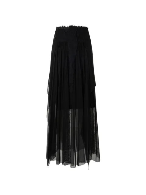 Alberta Ferretti falda midi con diseño plisado y ribete de encaje