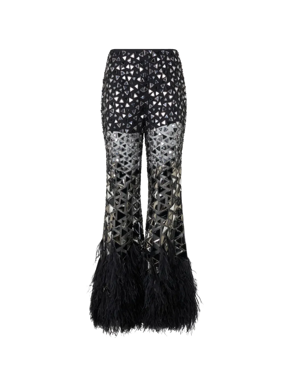 Alberta Ferretti feather-trim embellished trousers - Schwarz