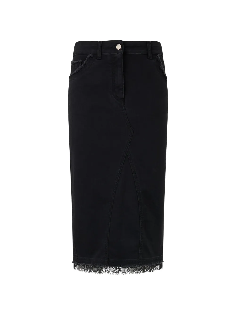 Alberta Ferretti lace-trim midi skirt - Nero