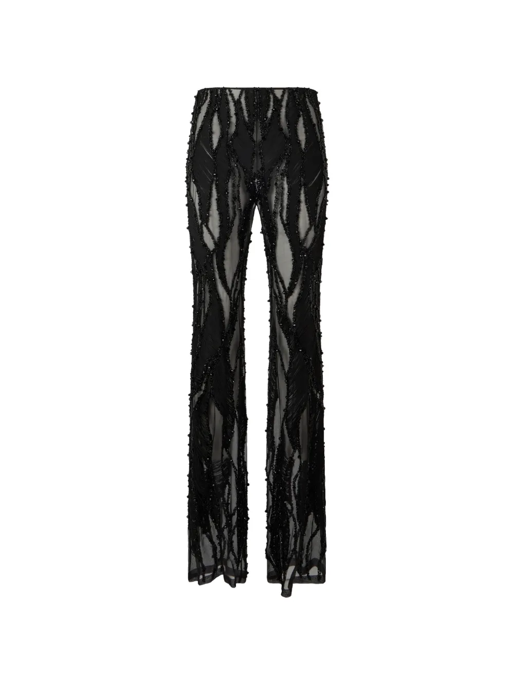 Alberta Ferretti bead-embellished sheer trousers - Schwarz
