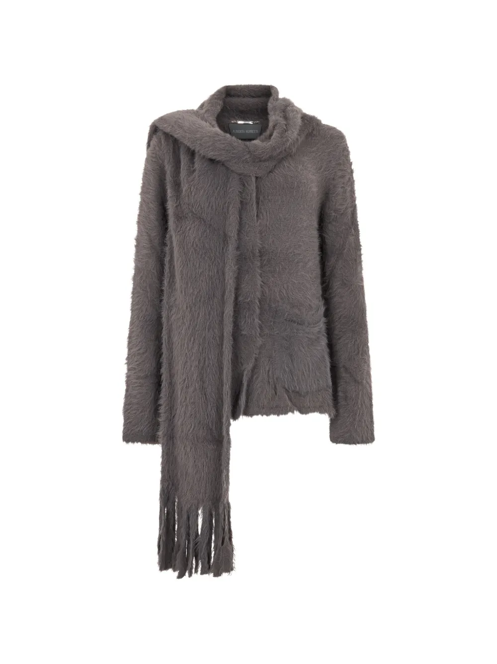 Alberta Ferretti Cardigan con dettaglio foulard - Grigio