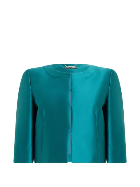 Alberta Ferretti round-neck satin-finish jacket