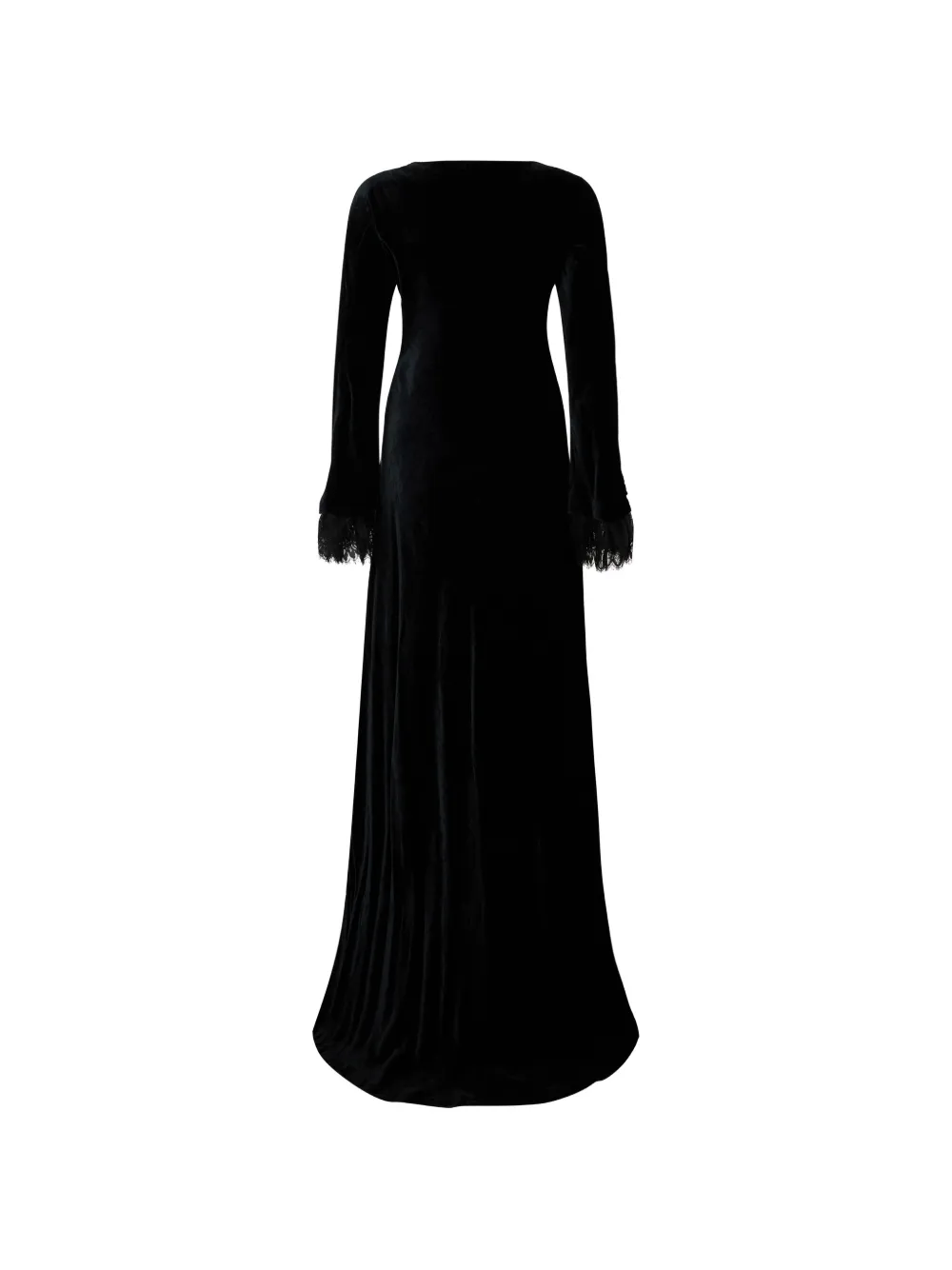 Alberta Ferretti lace-trim maxi dress Zwart