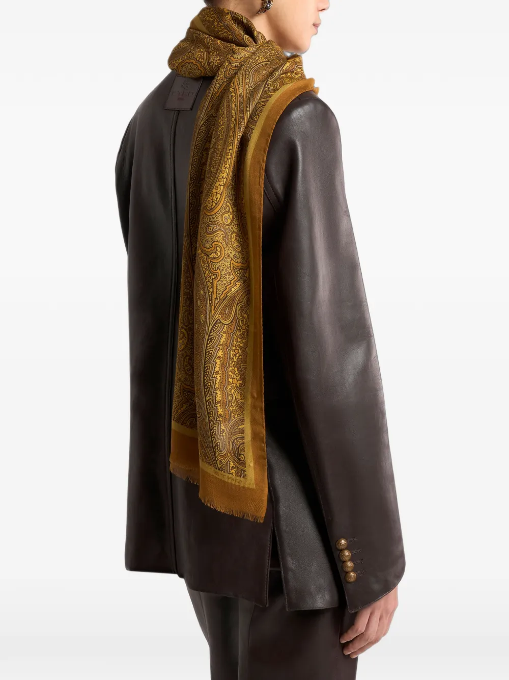 ETRO modal and cashmere scarf with Arnica motif Geel
