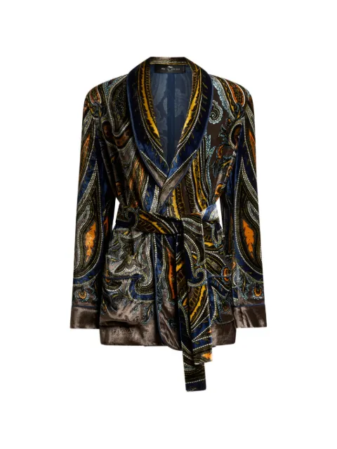 ETRO velvet jacket with belt and Paisley motif