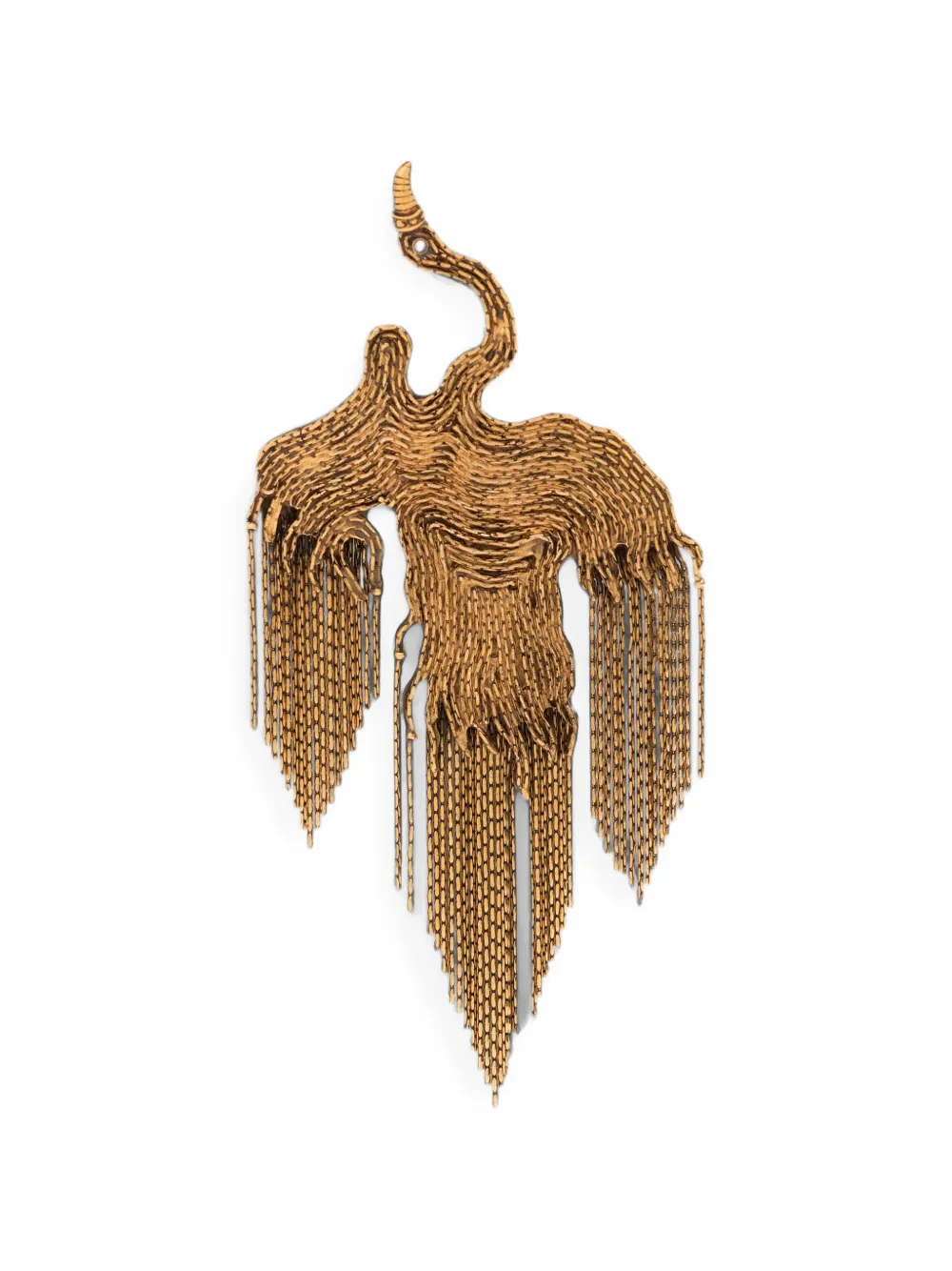 ETRO brass phoenix brooch with fringing · OS