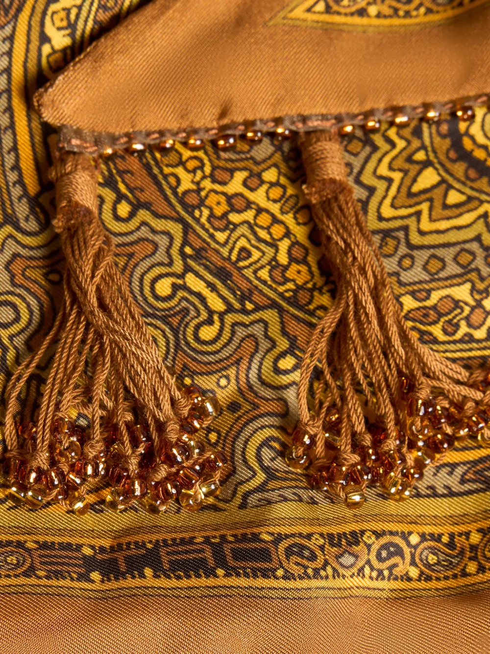ETRO Zijden bandana met sierfranje en symmetrisch patroon Geel