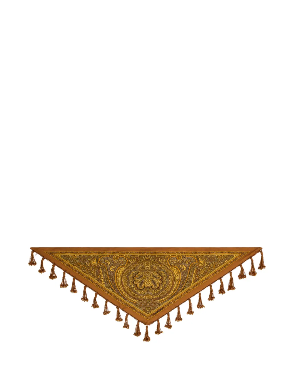 ETRO Bandana in seta con frange gioiello e motivo simmetrico - Giallo