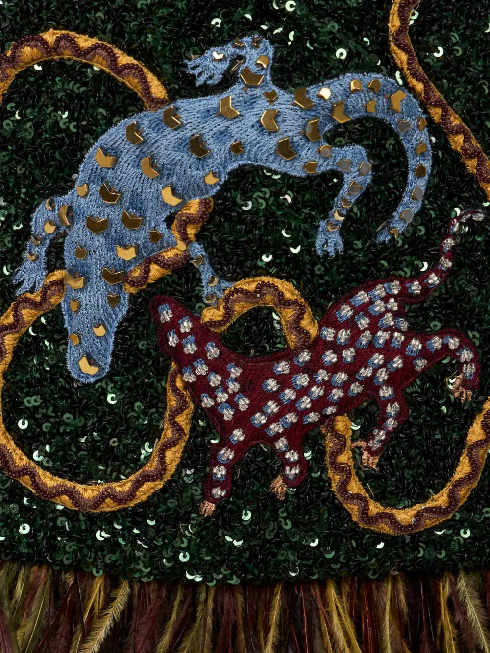 ETRO Kleine Kalispera tas met pailletten en geborduurde veren Groen