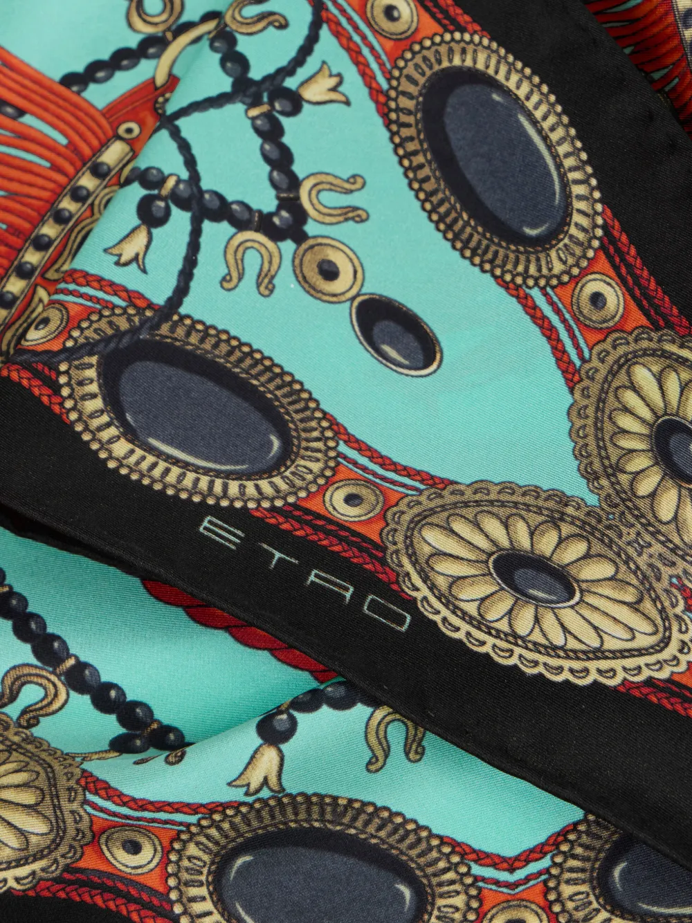 ETRO Zijden sjaal met diamantvormig patroon Blauw