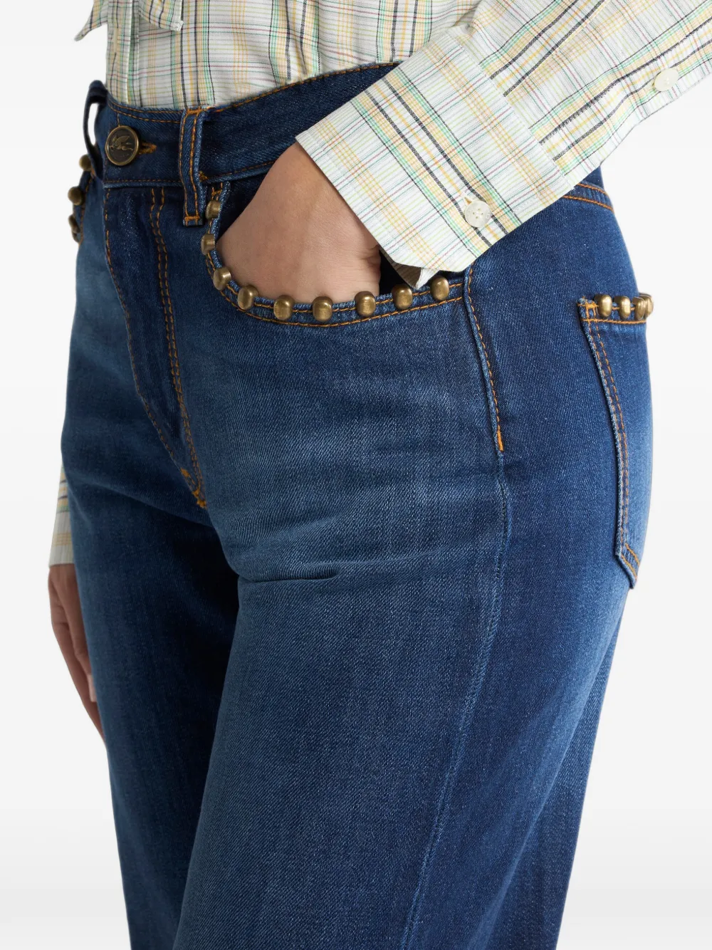ETRO Straight jeans met studs Blauw