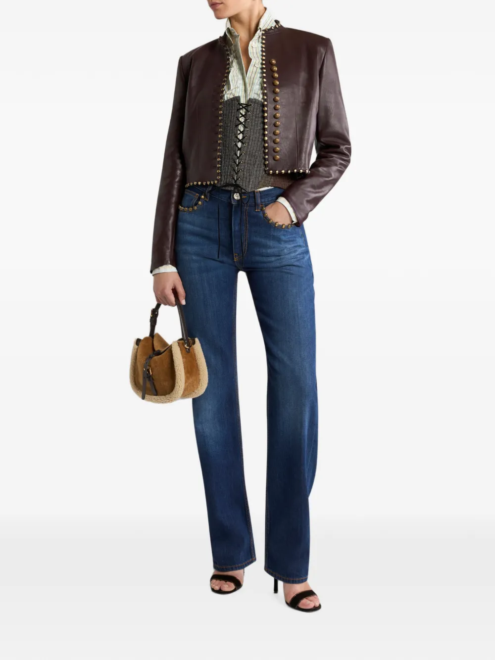 ETRO Straight jeans met studs Blauw