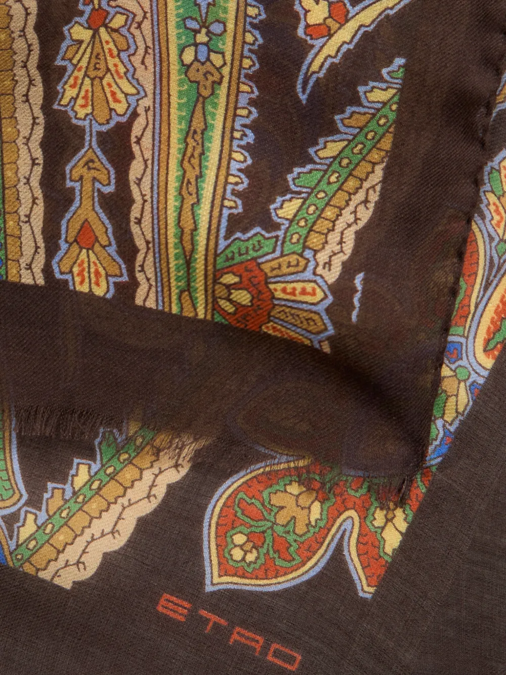 ETRO Modal en kasjmier sjaal met paisley-patroon Bruin