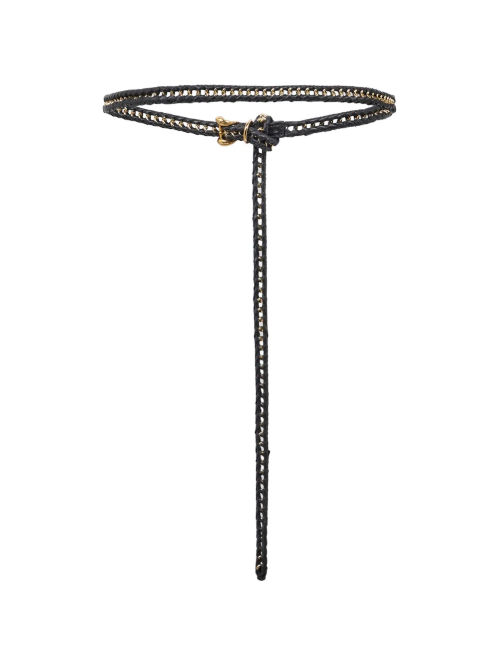 ETRO Geweven leren riem met ketting Zwart