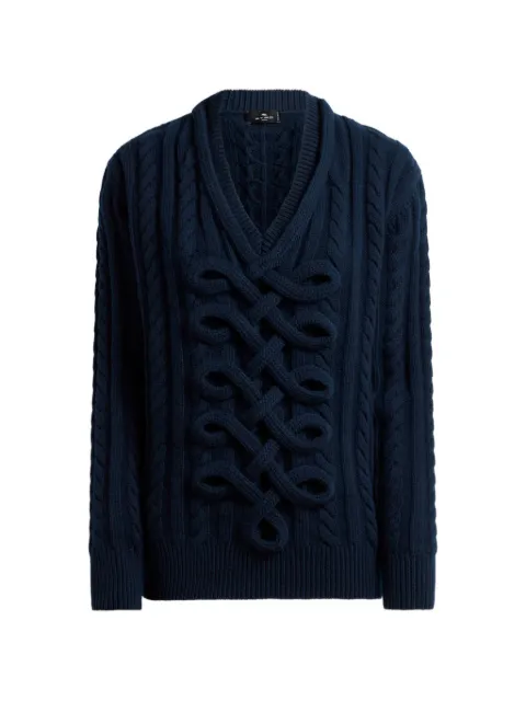 ETRO ribbed wool-blend sweater with woven detailing