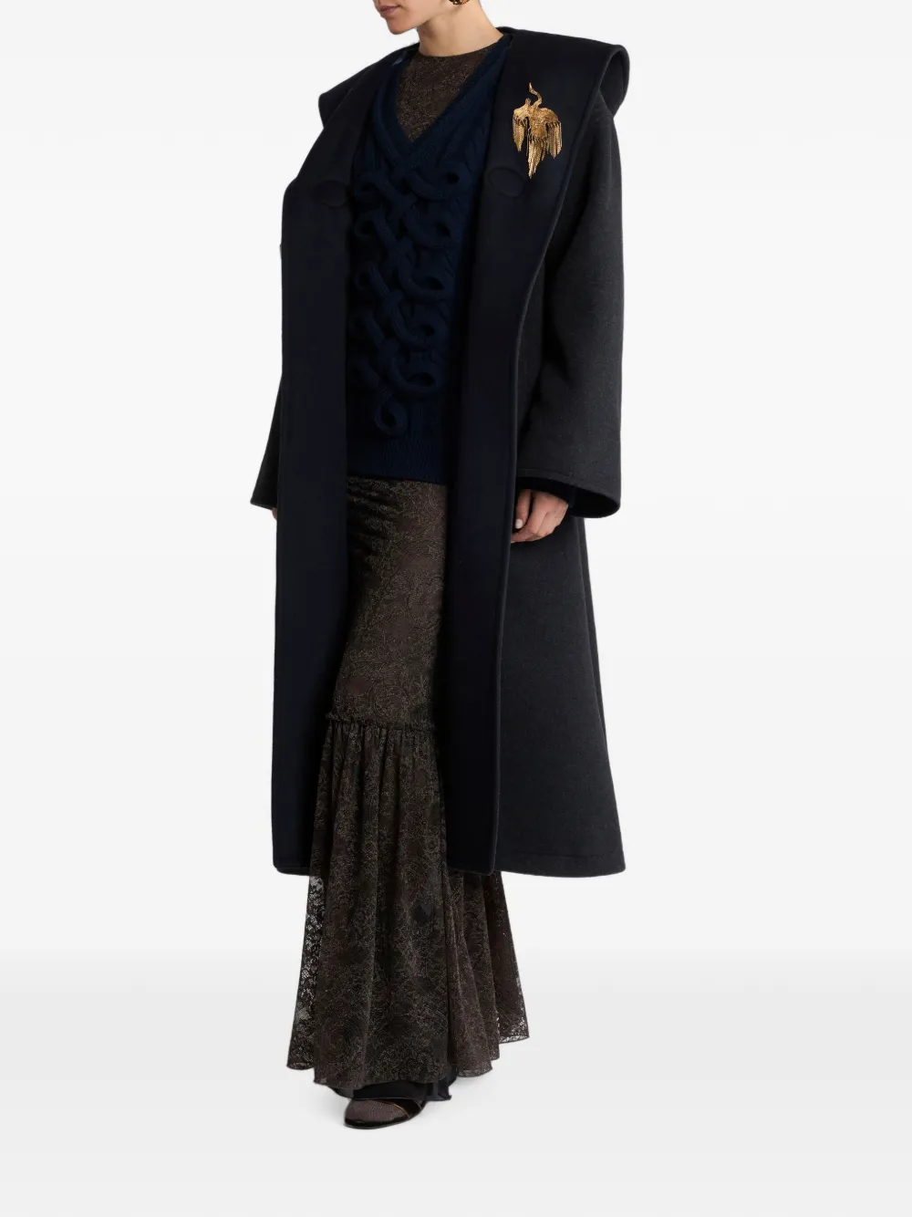 ETRO Geribbelde trui van wolblend met geweven details Blauw