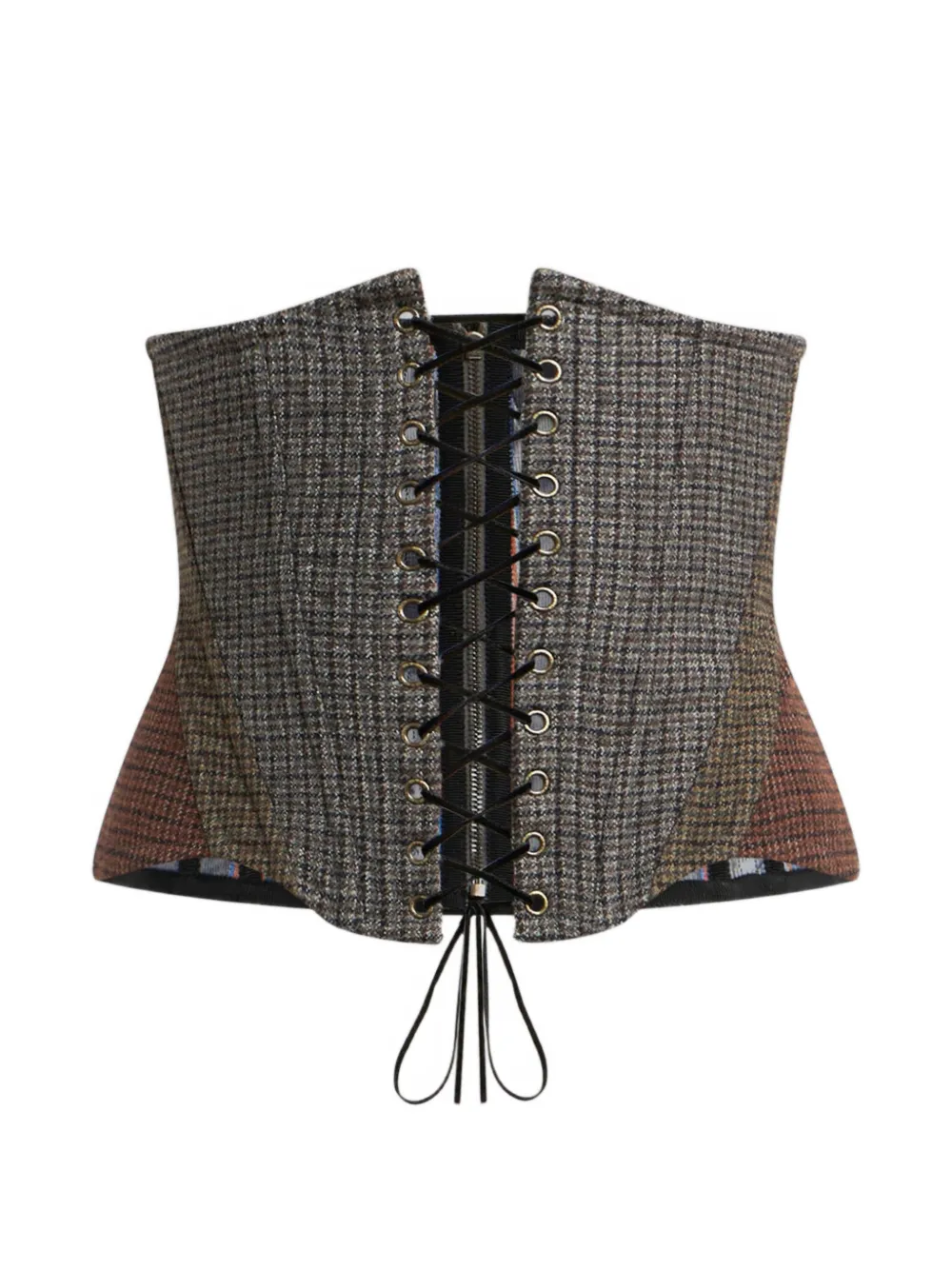 ETRO Cintura corsetto in lana con motivo pied-de-poule - Grigio