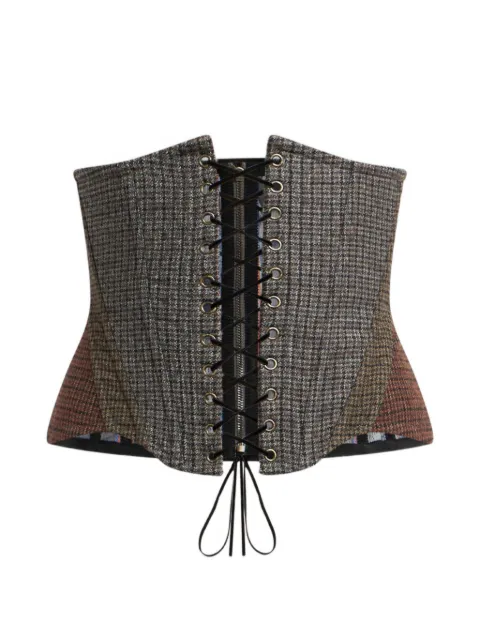 ETRO wool corset belt with houndstooth motif