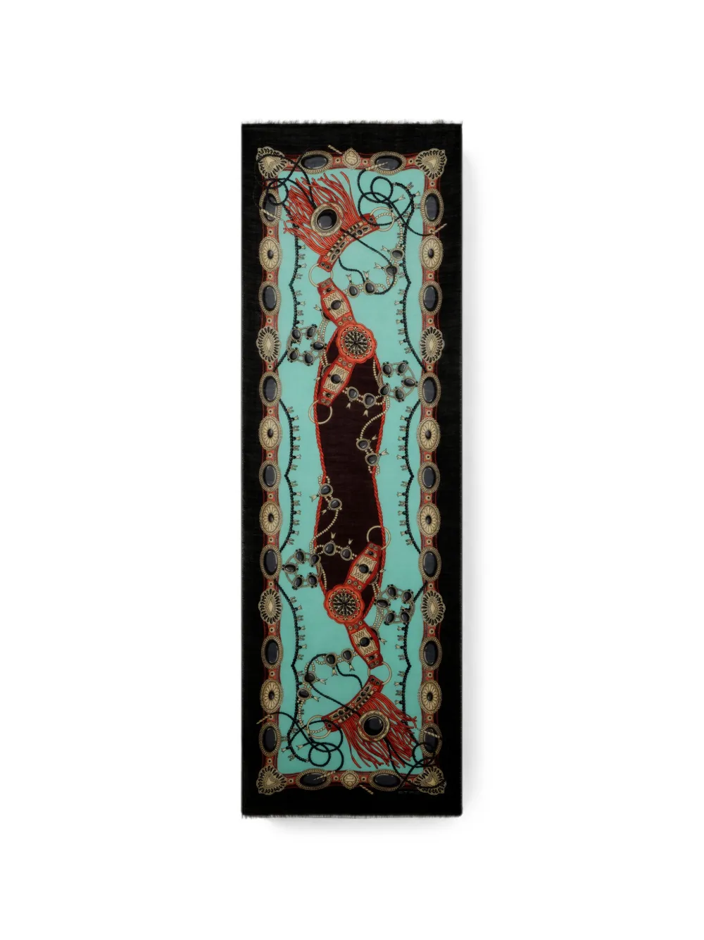 ETRO wool and cashmere scarf with jewel motif - Blau