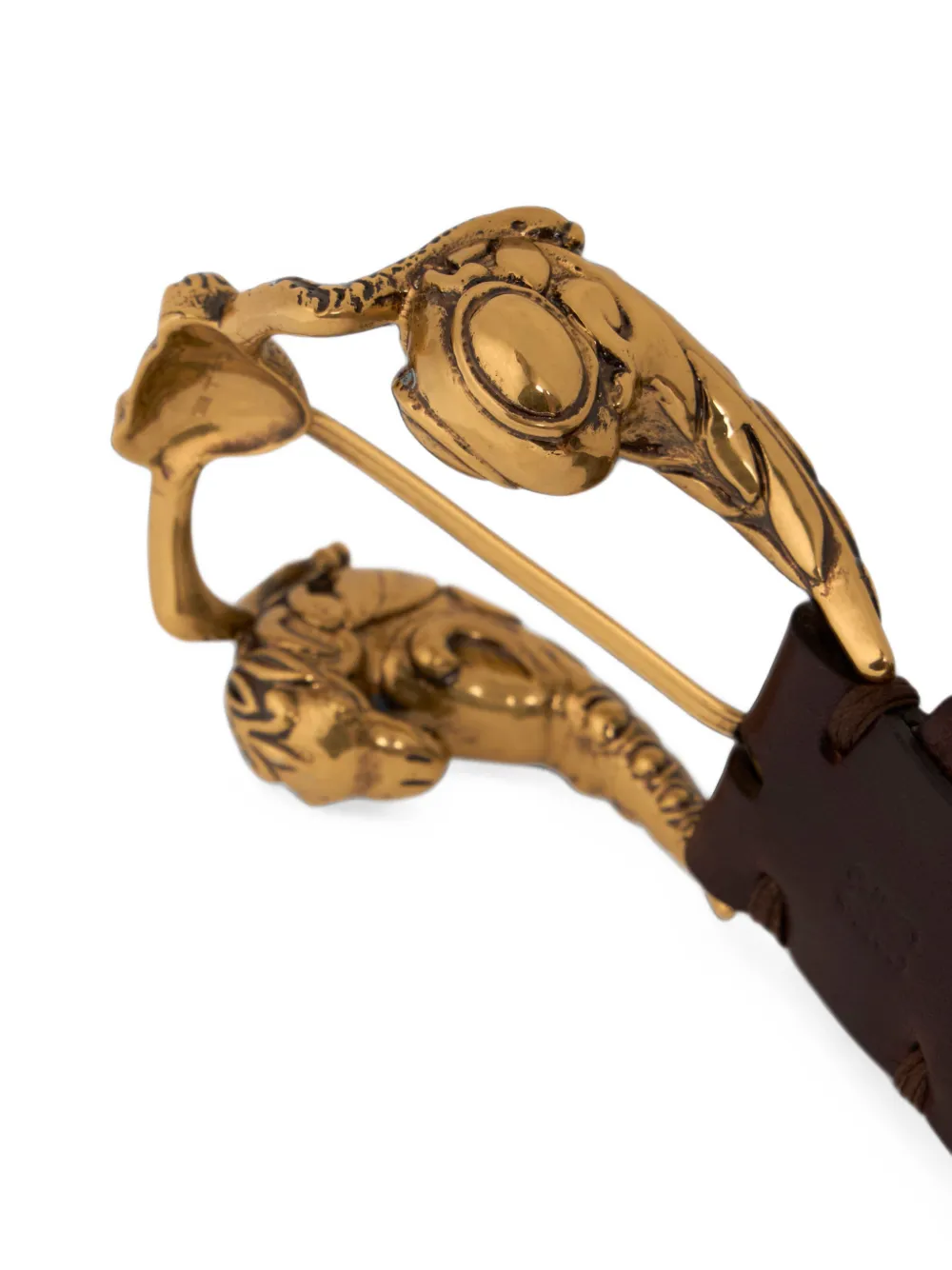 ETRO Leren riem met dierengesp Bruin