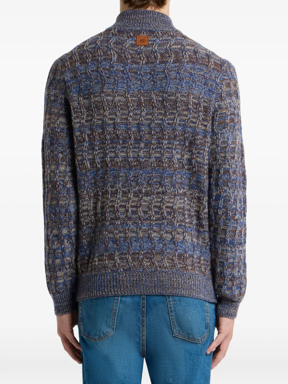 ETRO Kabelgebreide kasjmier trui met rits Blauw